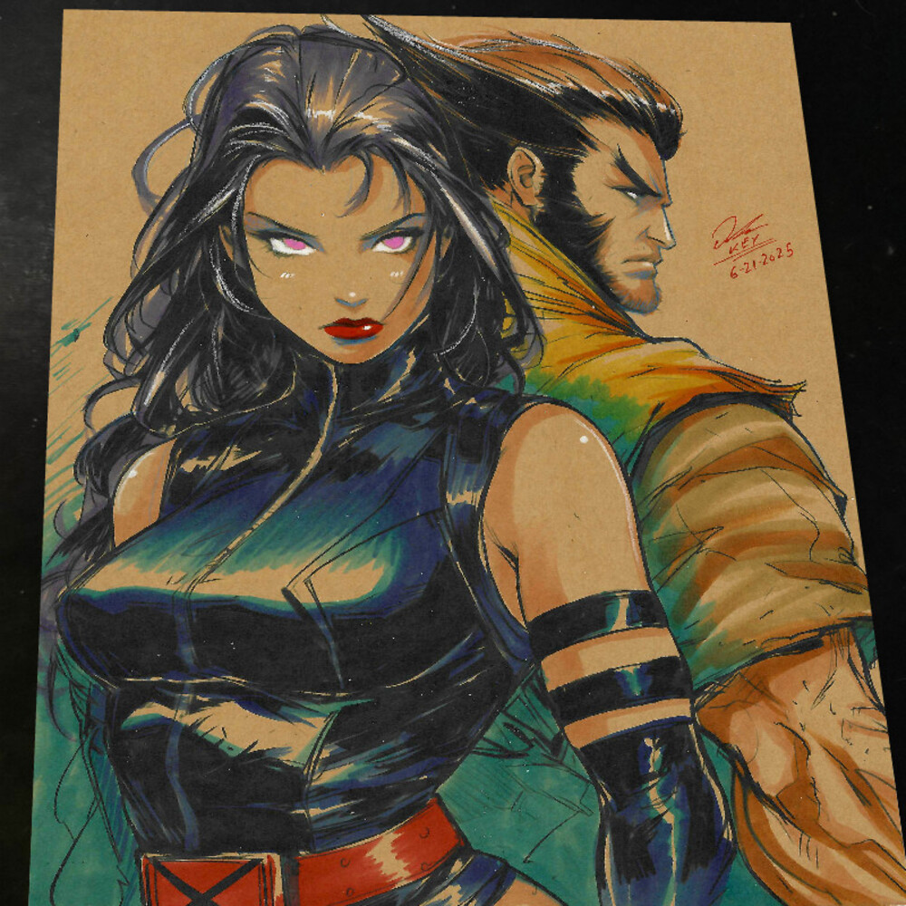 Psylocke & Wolverine Art Print Signed 8.5x11 | Art by Keyeske